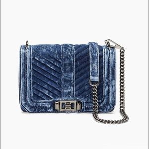 Chevron Quilted Love Crossbody Navy Velvet